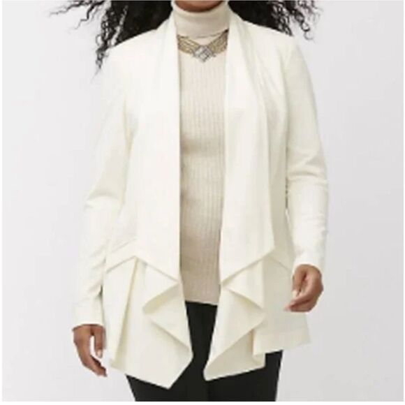 Lane Bryant Cream Tailored Waterfall Blazer NEW size 26 womens coat jack… - Picture 2 of 6